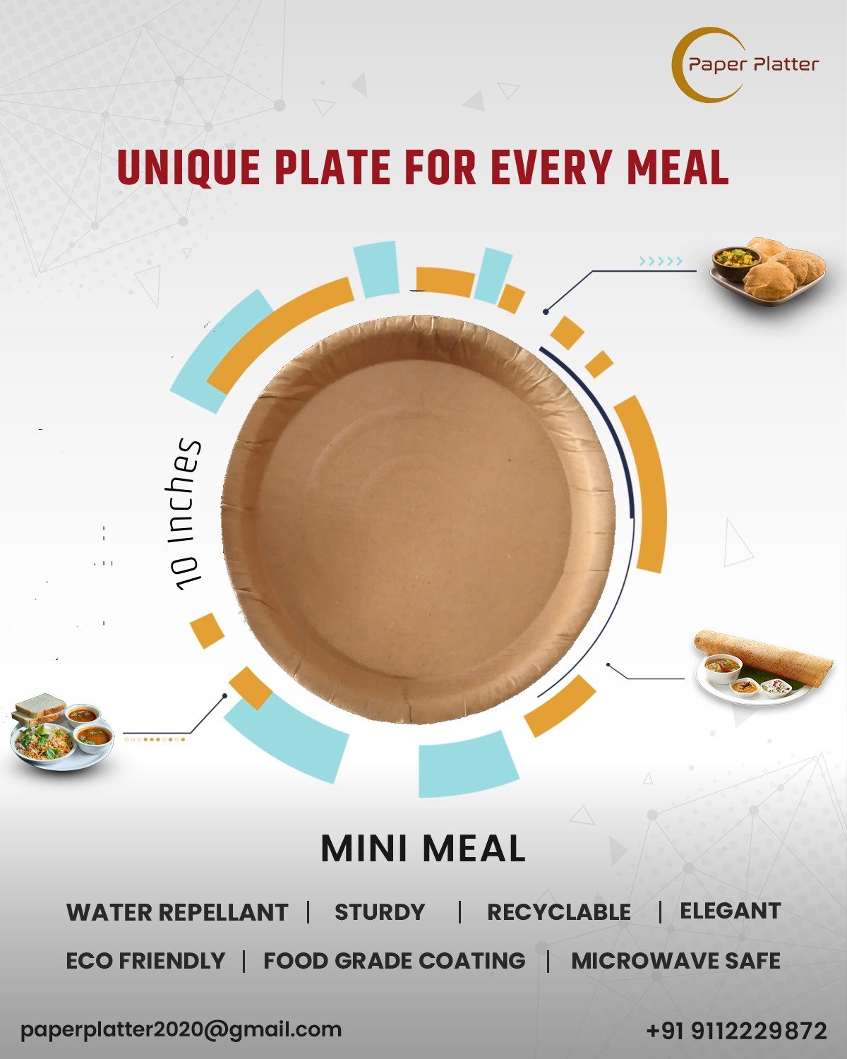  Mini Meal Biodegradable, Compostable Round Plates Eco Plates PaPer Platter